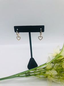 Heart clip on dangle earrings