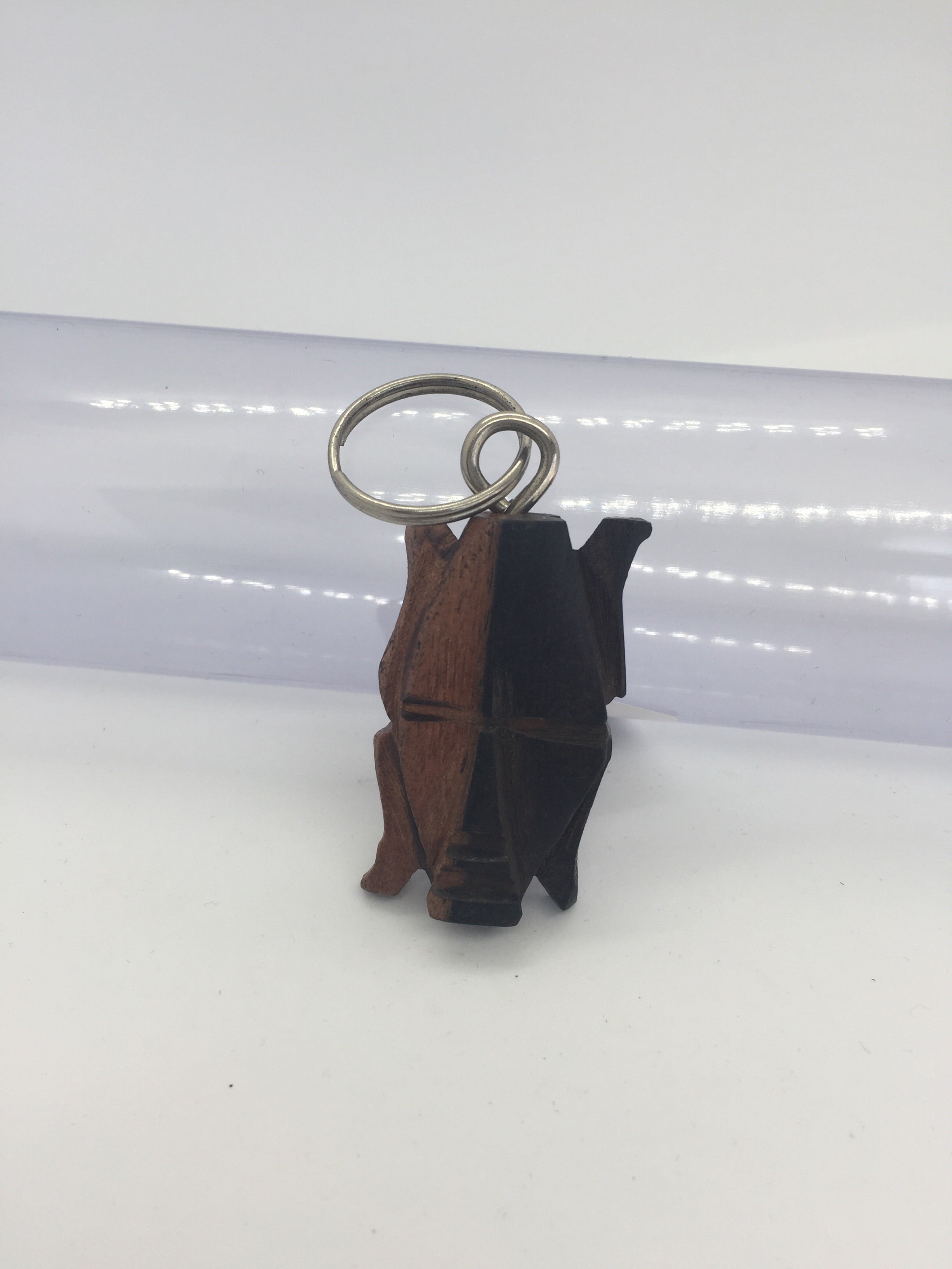 Wooded face keychain