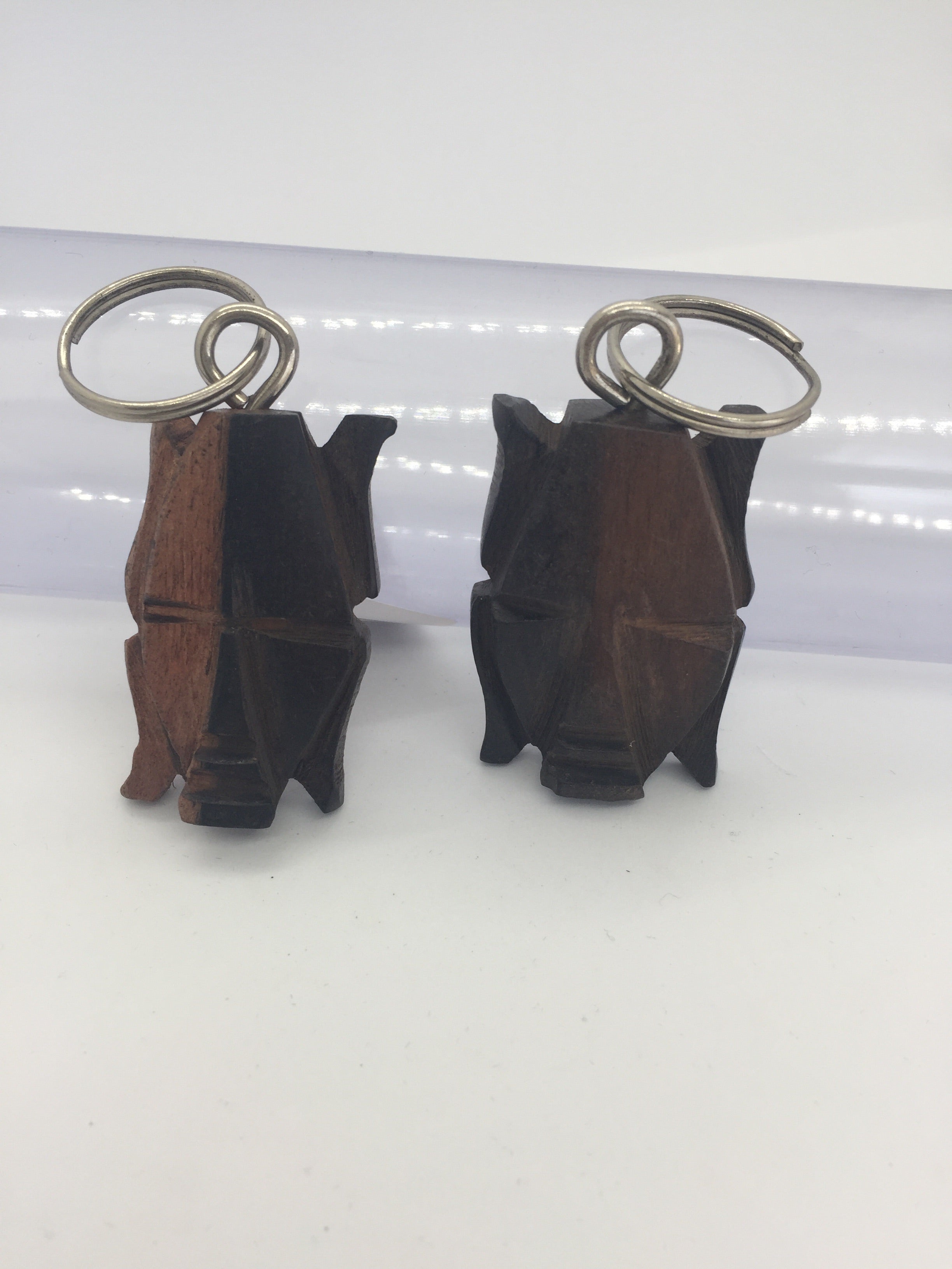 Wooded face keychain